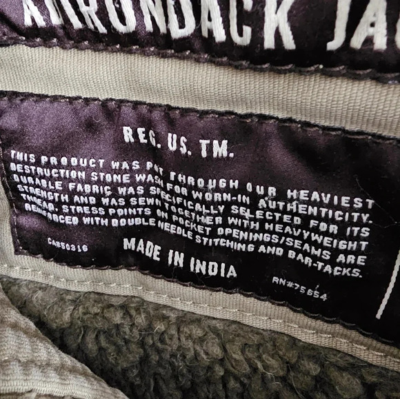 Vintage Abercrombie & Fitch Adirondack Jacket Men XL Fur Lined‎ Beige Heavy Coat - Picture 6 of 11